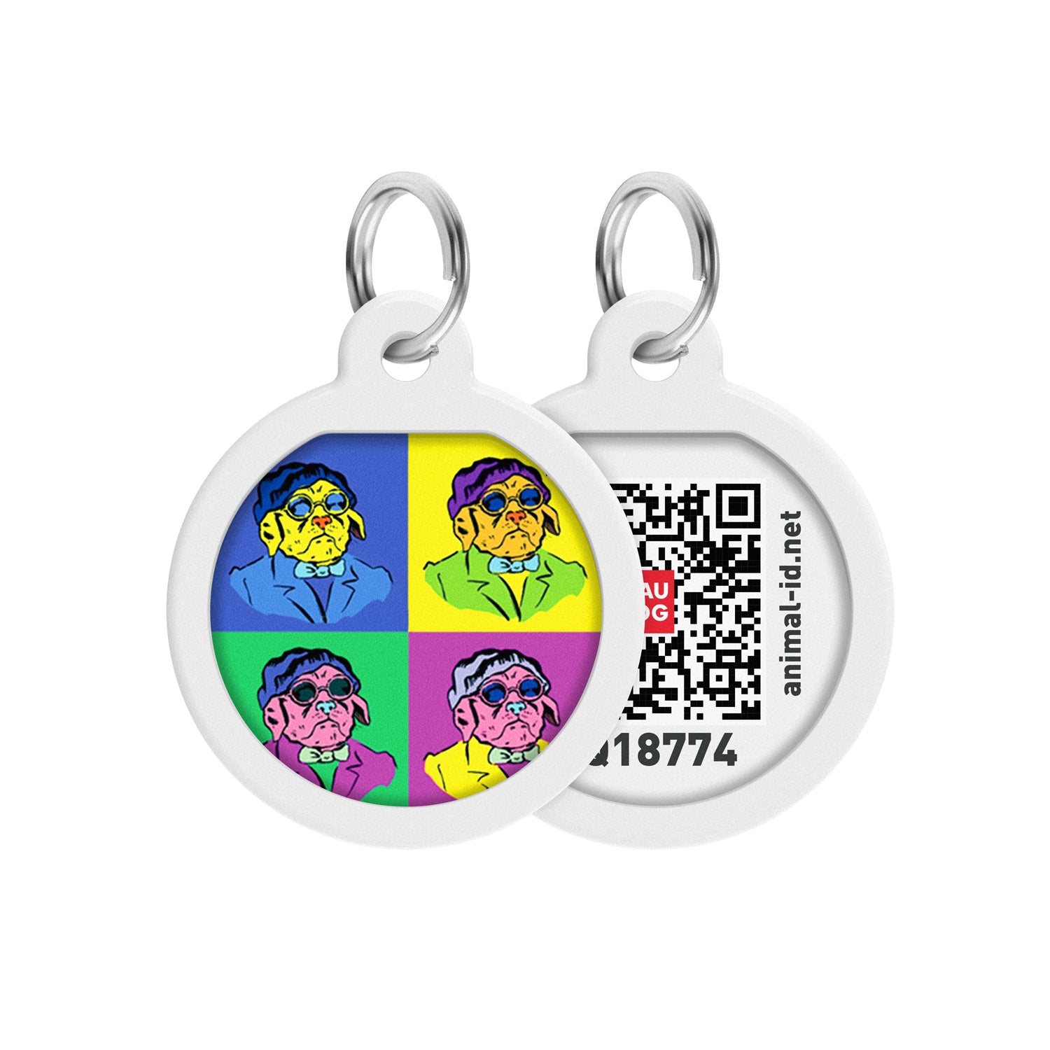 بطاقة تعريف معدنية ذكية للحيوانات الأليفة من WAUDOG مزودة بجواز سفر برمز الاستجابة السريعة، "كلاب البلدغ" -0625-0220