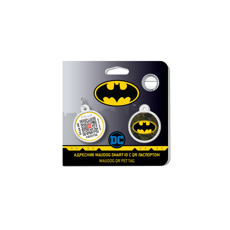 WAUDOG Smart ID metal pet tag with QR-passport, "Batman green" -0625-1002