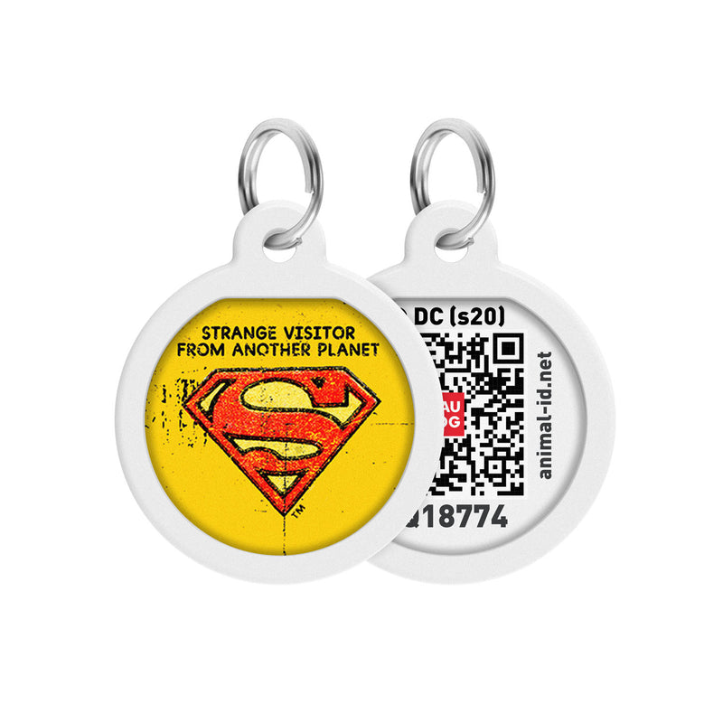 WAUDOG Smart ID metal pet tag with QR-passport, "Superman vintage" -0625-1011