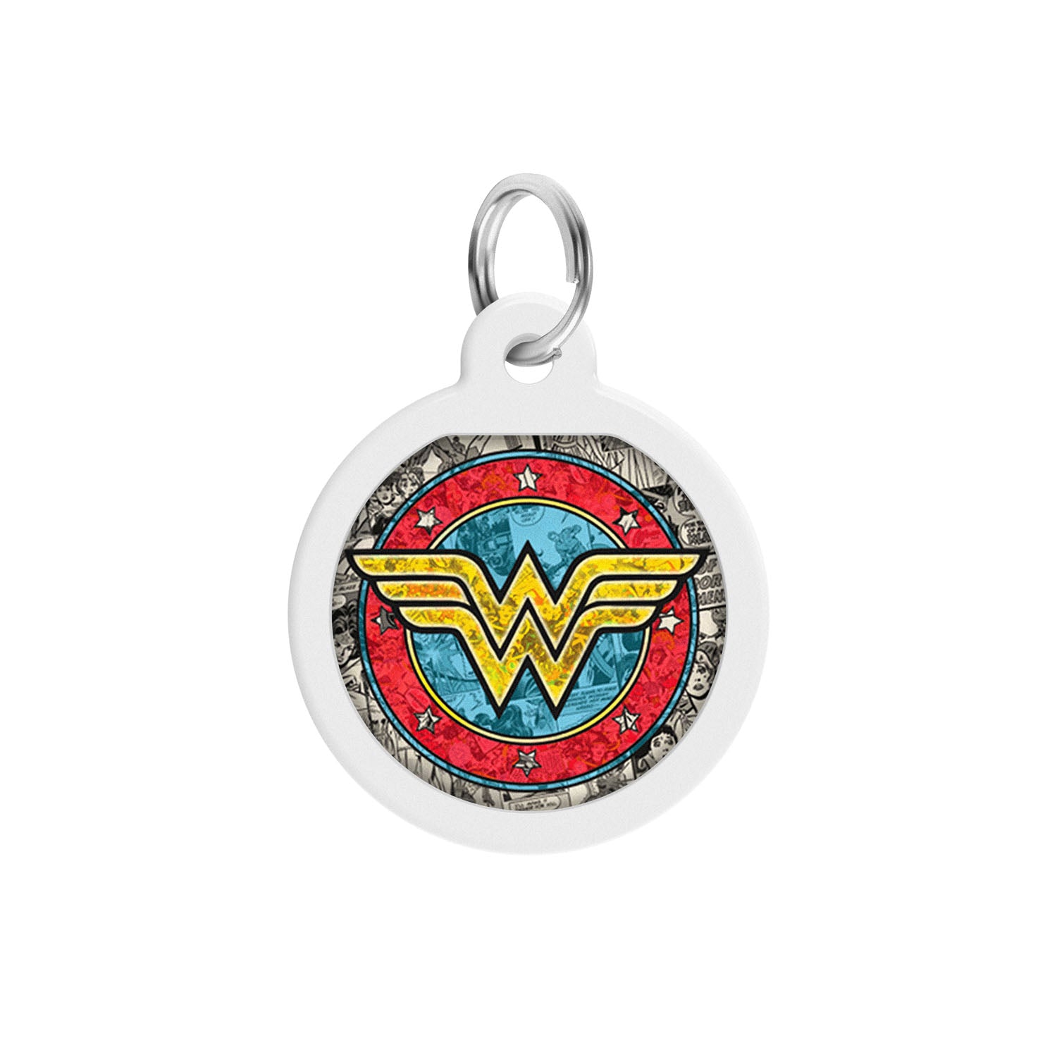 بطاقة تعريف معدنية ذكية للحيوانات الأليفة من WAUDOG مزودة بجواز سفر برمز الاستجابة السريعة، "المرأة الخارقة 2" - 0625-1013