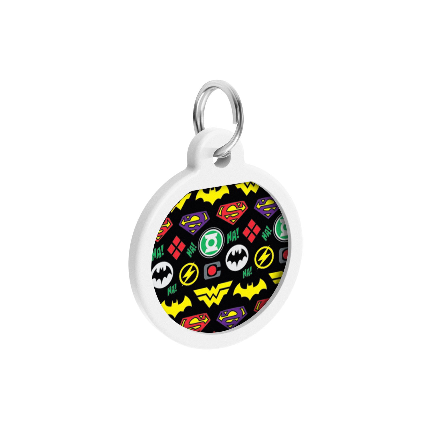WAUDOG Smart ID metal pet tag with QR-passport, "Superheros logomania" - 0625-1014