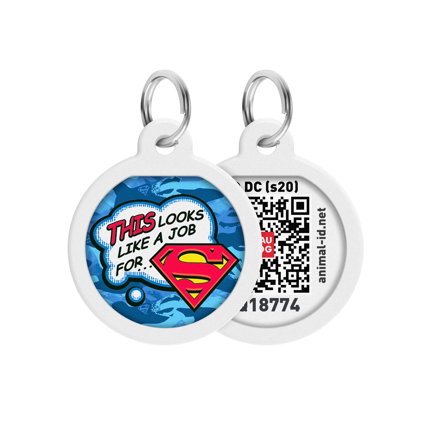 WAUDOG Smart ID metal pet tag with QR-passport, "Work for Superman" -0625-1016
