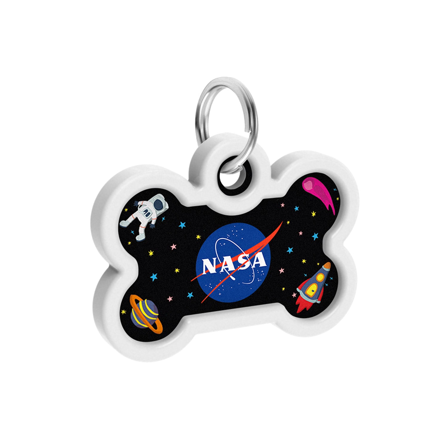بطاقة تعريف معدنية ذكية للحيوانات الأليفة من WAUDOG مزودة بجواز سفر برمز الاستجابة السريعة، "NASA" -0640-0147