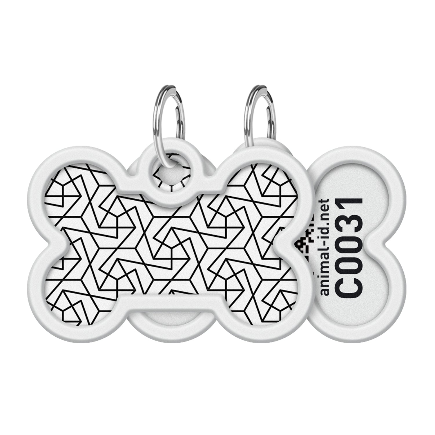 بطاقة تعريف معدنية ذكية للحيوانات الأليفة من WAUDOG مزودة بجواز سفر برمز الاستجابة السريعة، "Geometry" - 0640-0202