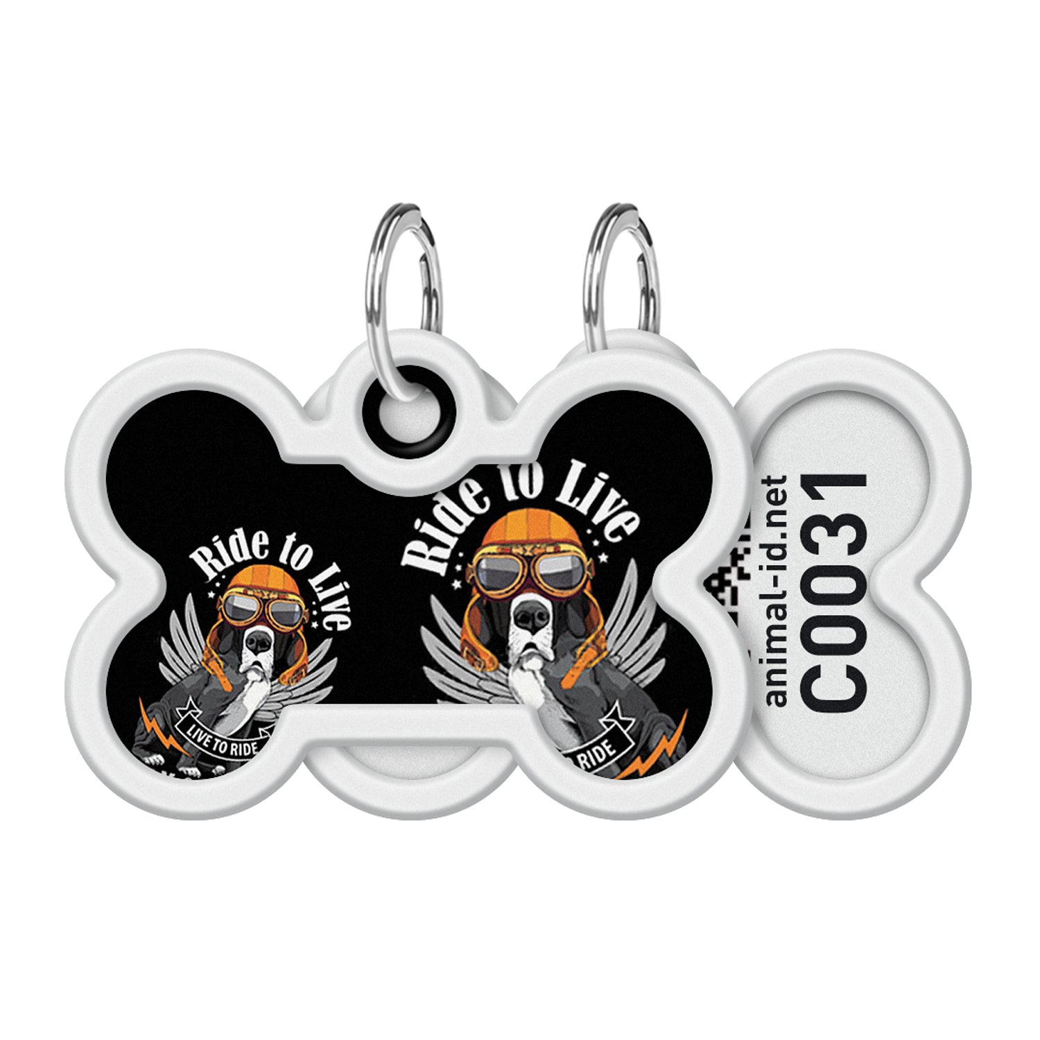 بطاقة تعريف معدنية ذكية للحيوانات الأليفة من WAUDOG مزودة بجواز سفر برمز الاستجابة السريعة، "اركب لتعيش" -0640-0207