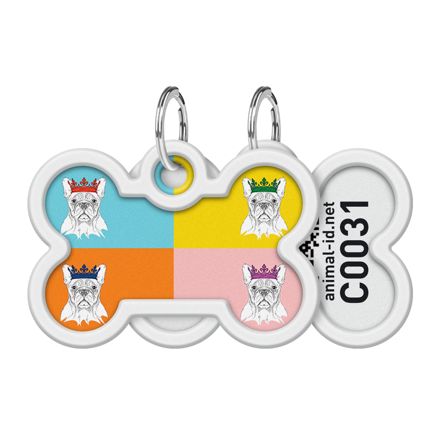 WAUDOG Smart ID metal pet tag with QR-passport, "French buldog" -0640-0209