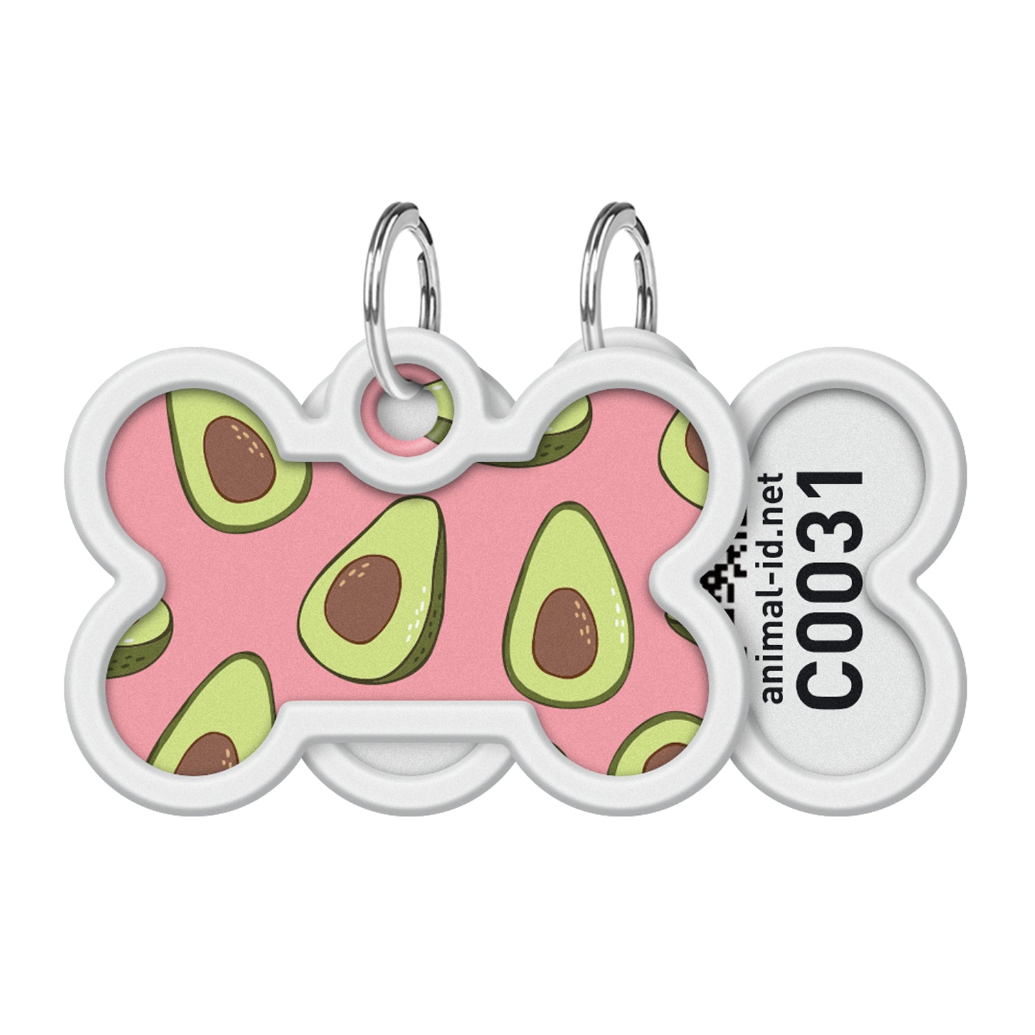 بطاقة تعريف معدنية ذكية للحيوانات الأليفة من WAUDOG مزودة بجواز سفر برمز الاستجابة السريعة، "أفوكادو 2" - 0640-0211