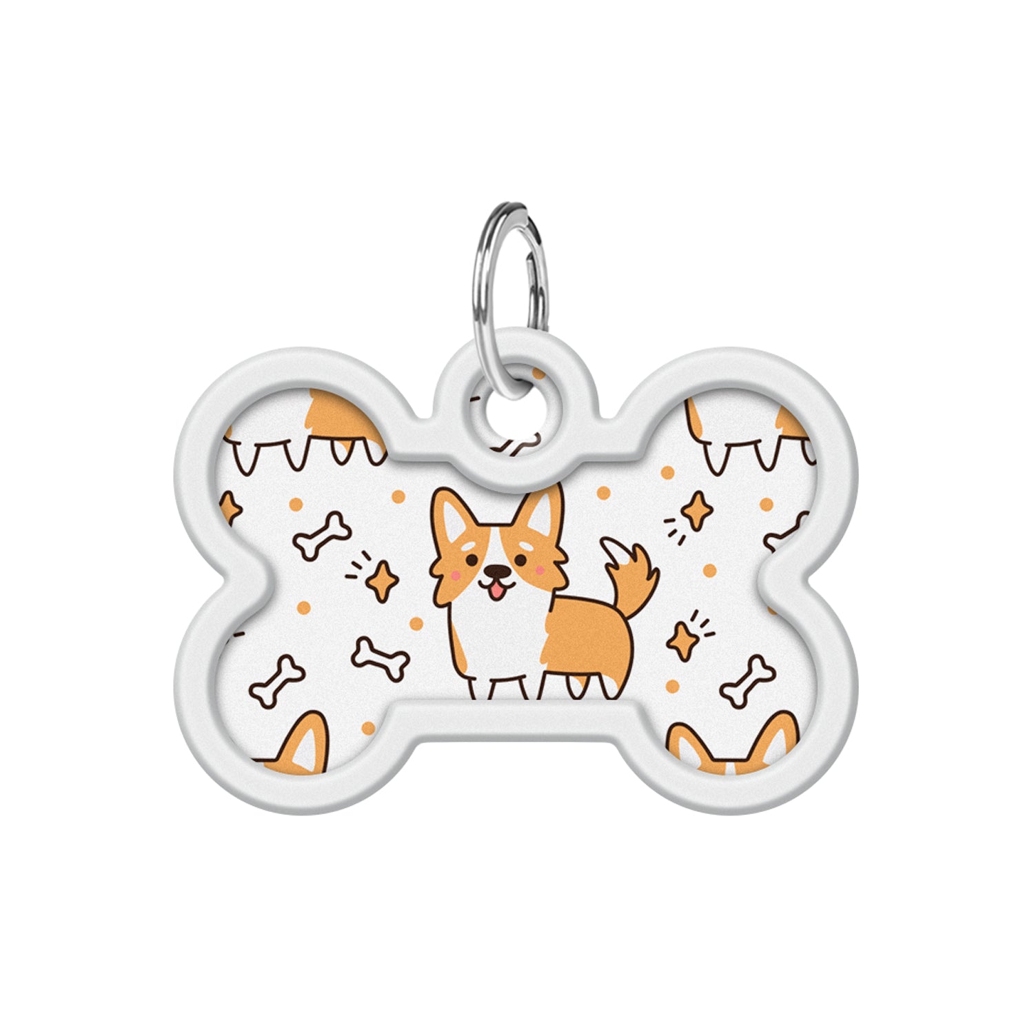 بطاقة تعريف معدنية ذكية للحيوانات الأليفة من WAUDOG مزودة بجواز سفر برمز الاستجابة السريعة، "Corgy" - 0640-0212