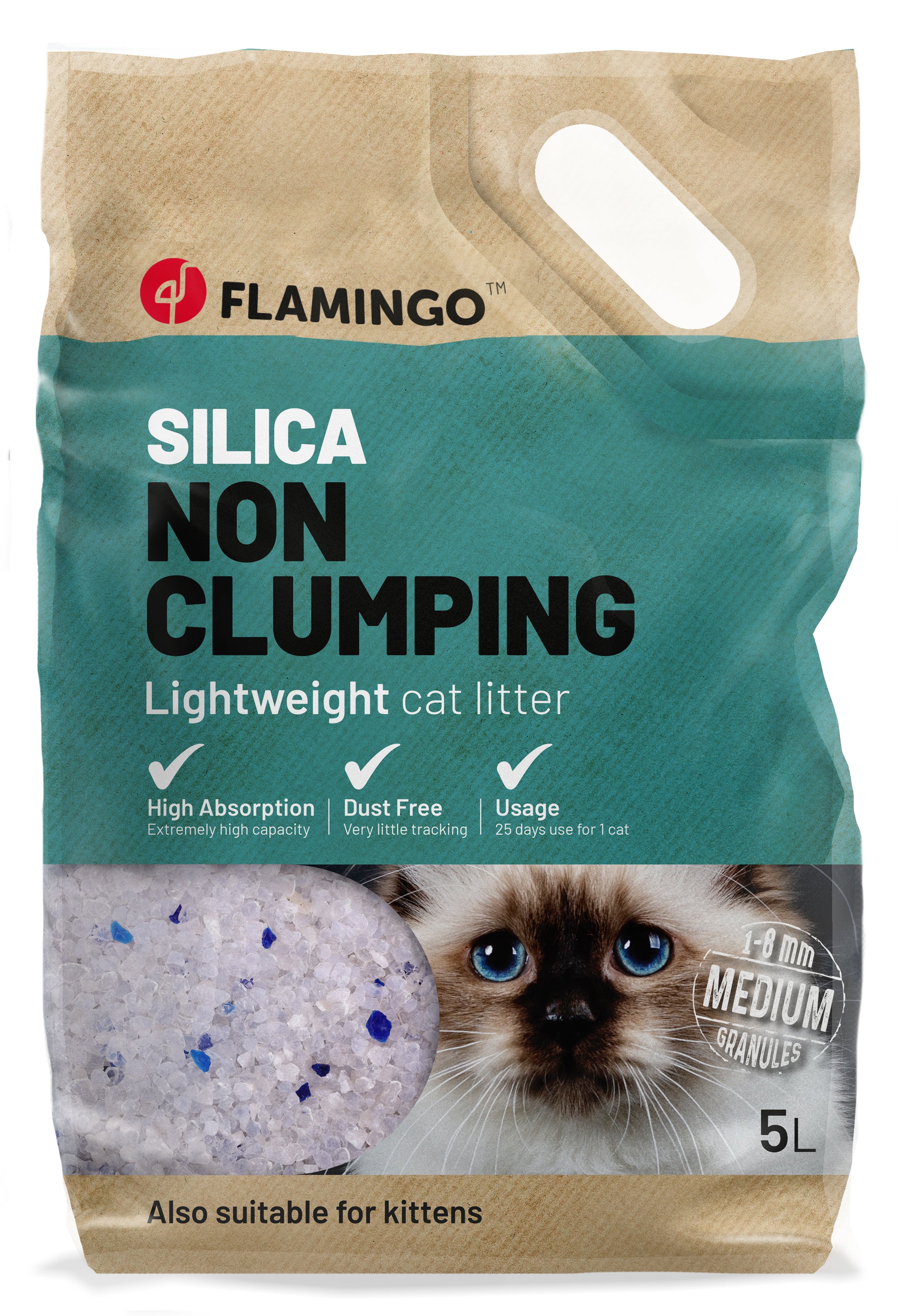 Flamingo Cat Litter Silica Medium Grains 5L