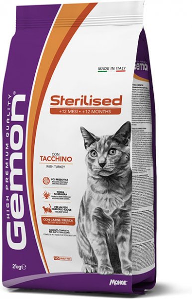 GEMON High Premium Sterilised Turkey Cat Dry Food 2kg