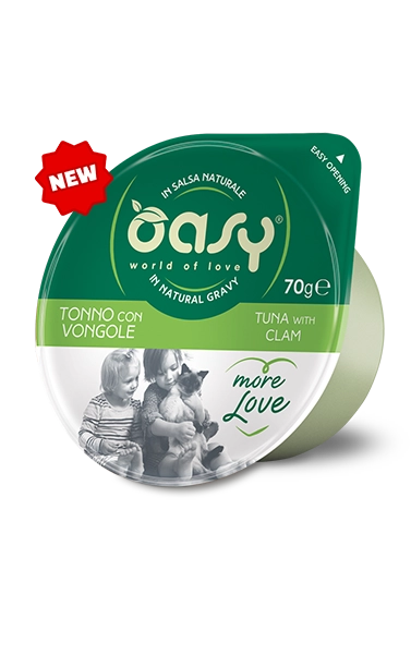 Oasy Wet PetFood for Adult Cats MORE LOVE • Tuna with Clam 70 g