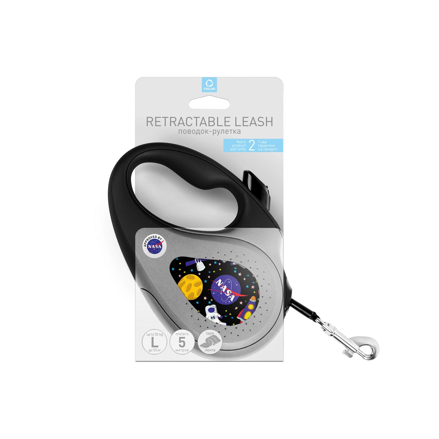 مقود كلاب قابل للسحب من نوع WAUDOG R-leash، "NASA" -8126-0047
