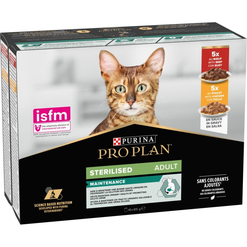 Purina Proplan Sterilised PURINA® PRO PLAN® Beef And Chicken Sterilised Cats Sachets Pack 10*85g