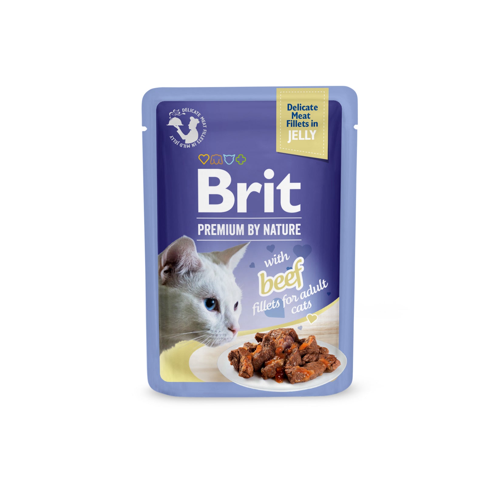Brit Premium Cat Pouch with Beef Fillets in Jelly for Adult Cats85g