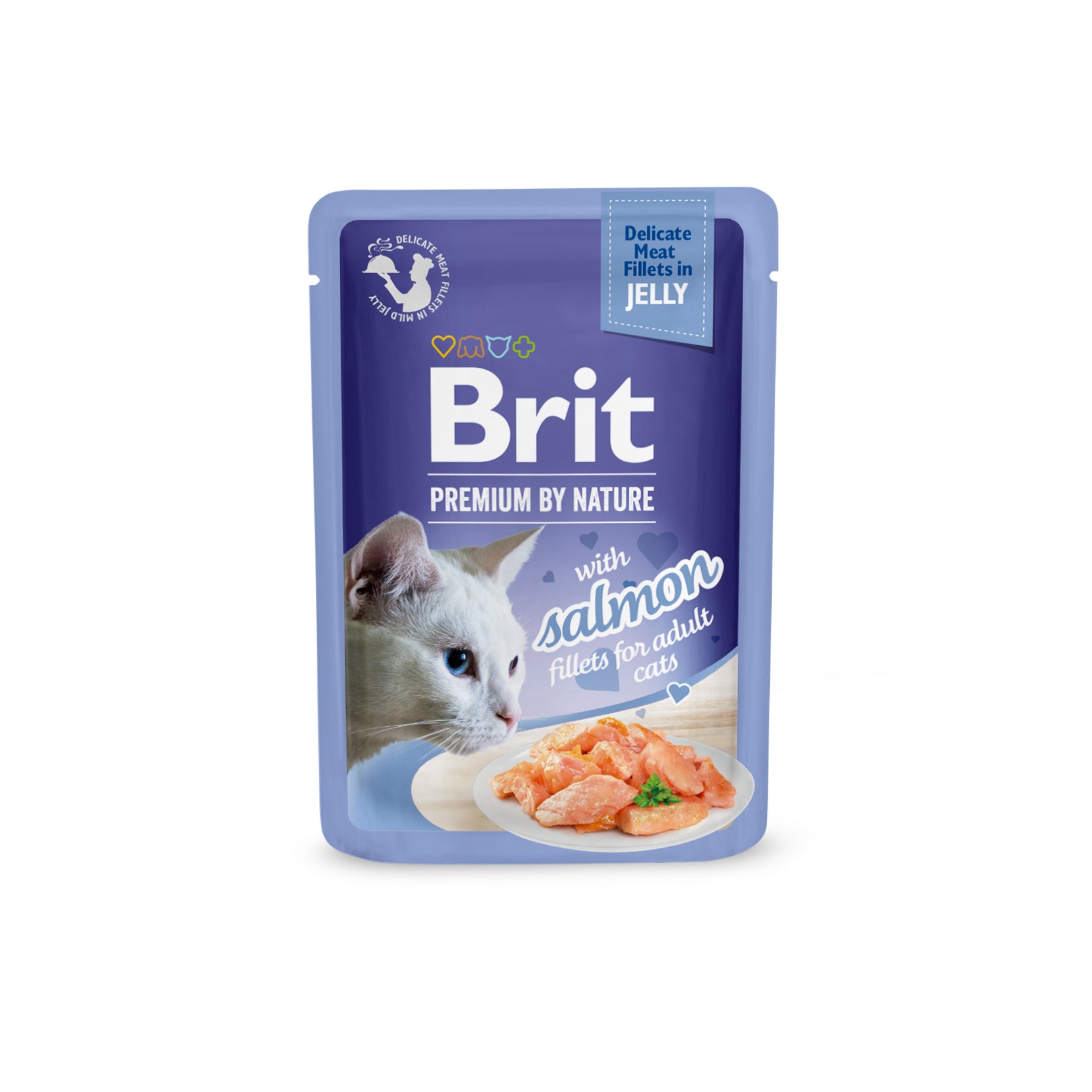 Brit Premium Cat Pouch with Salmon Fillets in Jelly for Adult Cats 85g