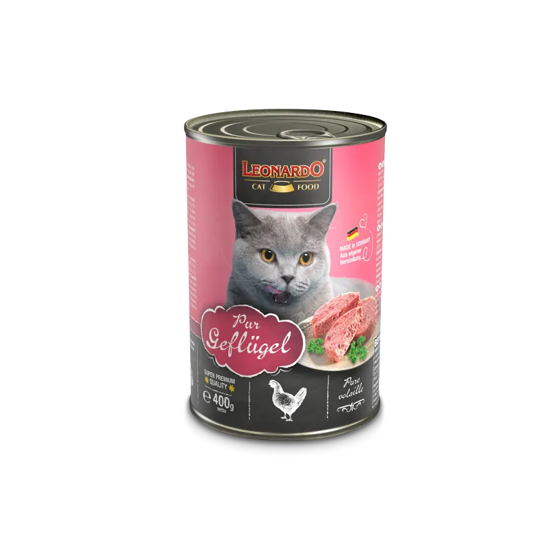 LEONARDO CAT WET FOOD for Adult Cats 400g pure poultry