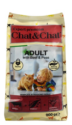 Chat & Chat Adult Cat Food with Beef & Peas 900 g