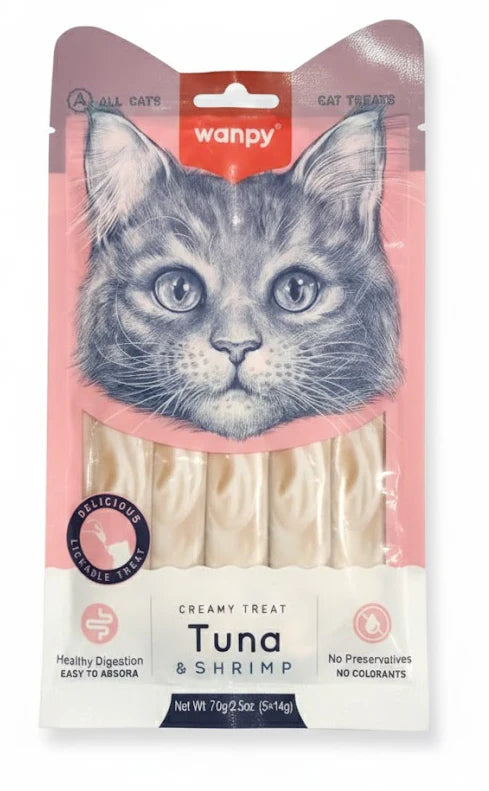 Wanpy Creamy Tuna And Shrimp Treats for All Cats 70 g (5*14g)