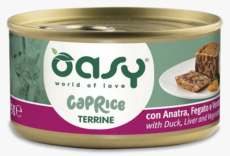 Oasy Wet PetFood for Adult Cats CAPRICE • Terrine with Duck, Liver and Vegetables 85 g