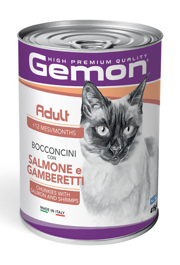 GEMON Chunkies Salmon&Shrimps Cat Wet Food 415g