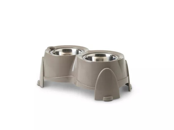 Savic Ergo Feeder Medium | Raised Dog Feeder – Warm Grey