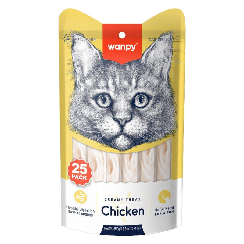 Wanpy Creamy Lickable Cat Treats Chicken Flavor 25pcs | 14g Each