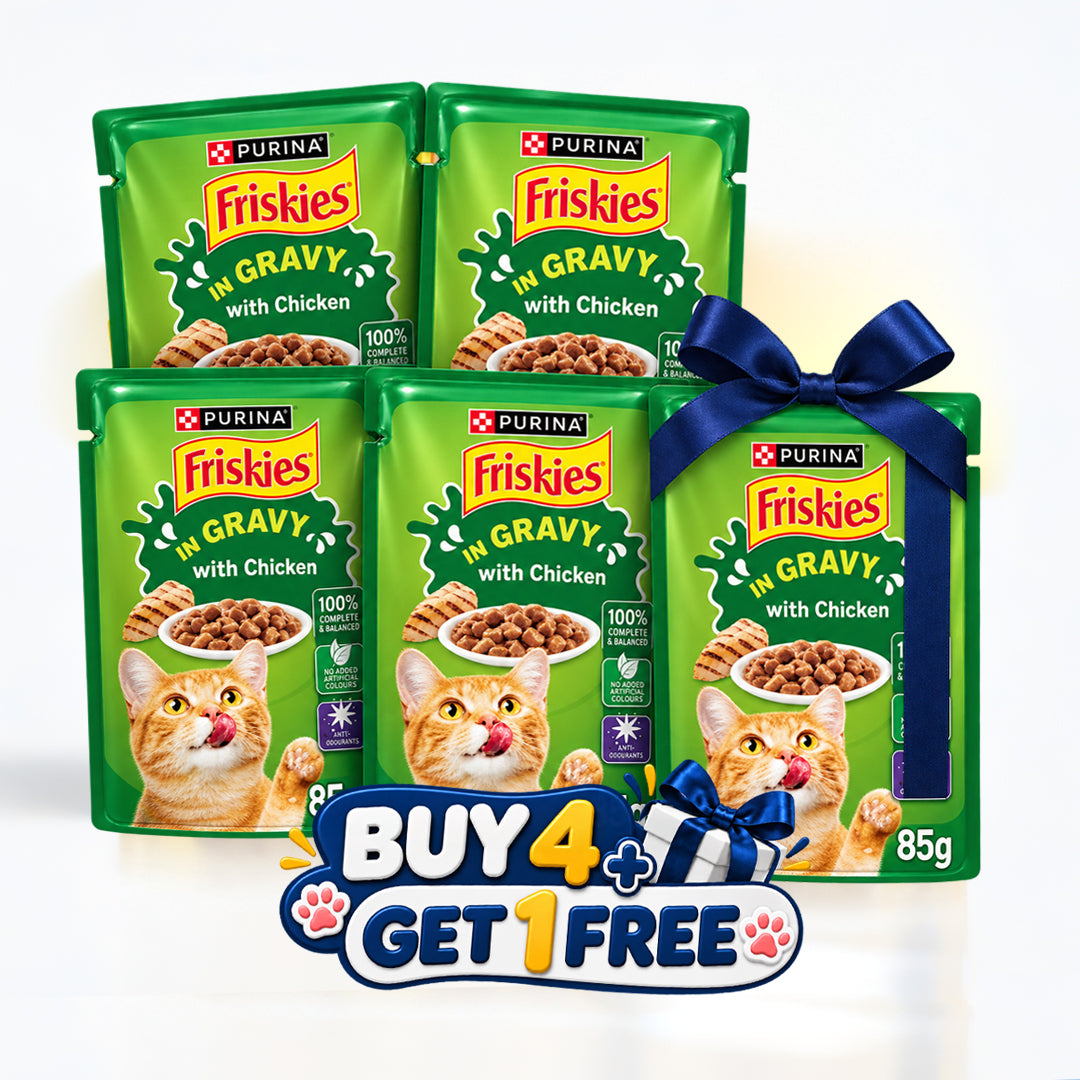 Buy 4 Get 1 | Purina Friskies Chicken Chunks in Gravy Wet Cat Food Pouc 85g