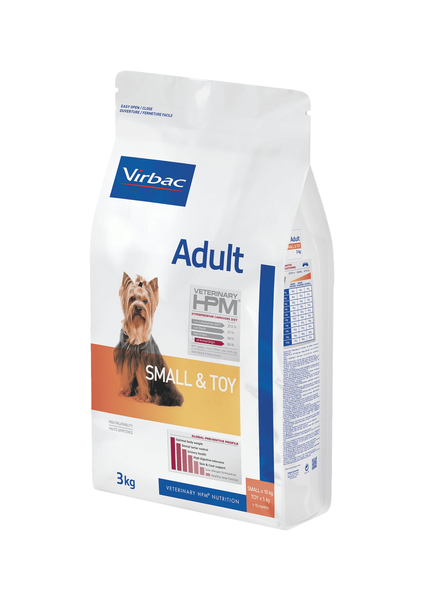 Virbac Adult Small & Toy 3kg complete food for small dogs.