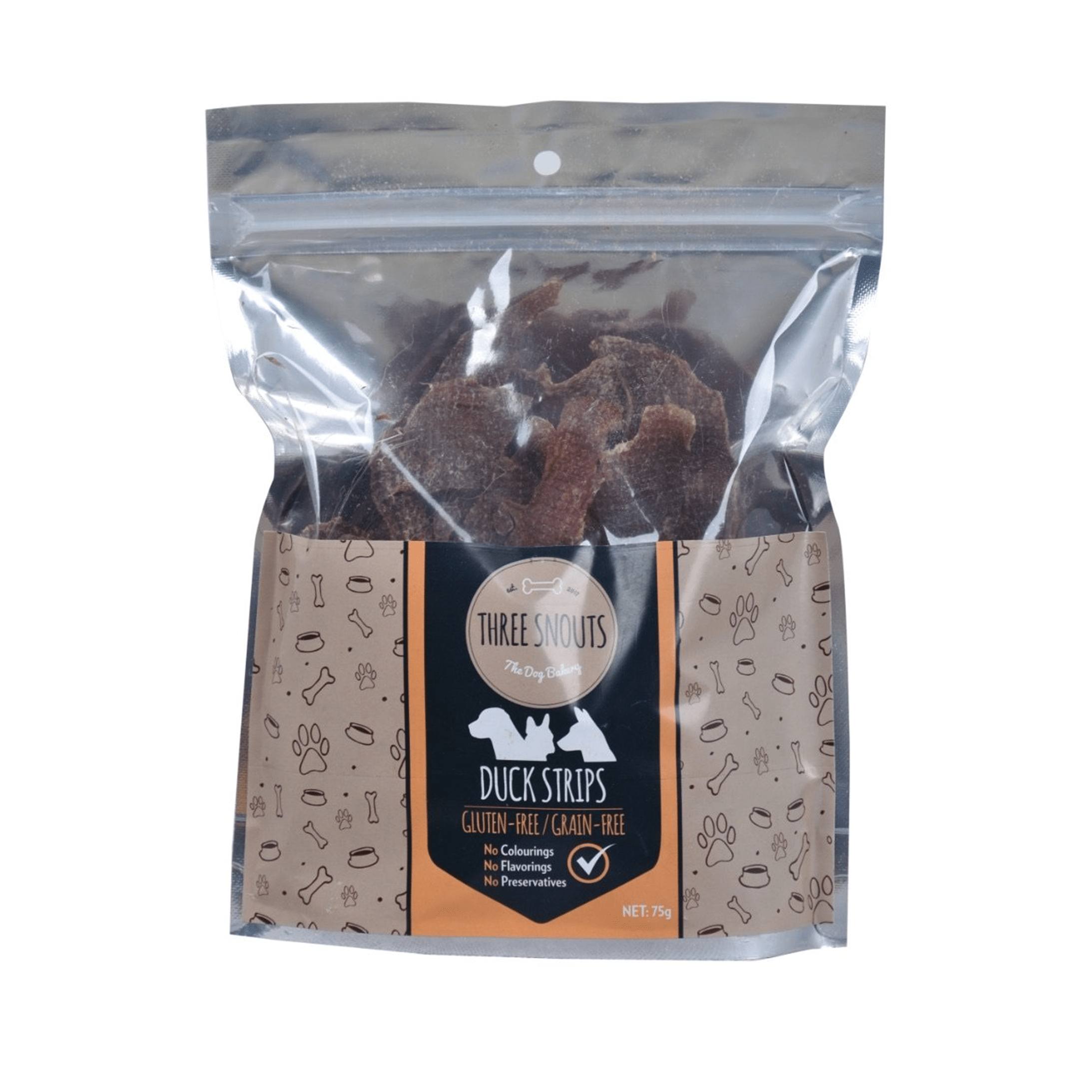 Three Snouts-Duck Strips 75g - Amin Pet Shop