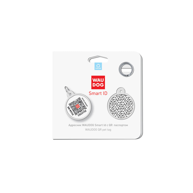 WAUDOG Smart ID metal pet tag with QR-passport, "Geometry"  -0625-0202