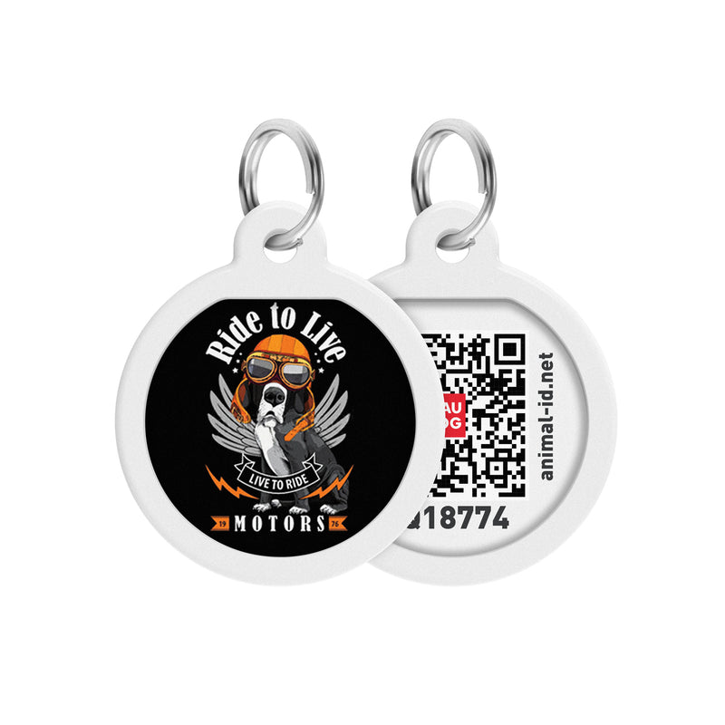 WAUDOG Smart ID metal pet tag with QR-passport, "Ride to live" -0625-0207