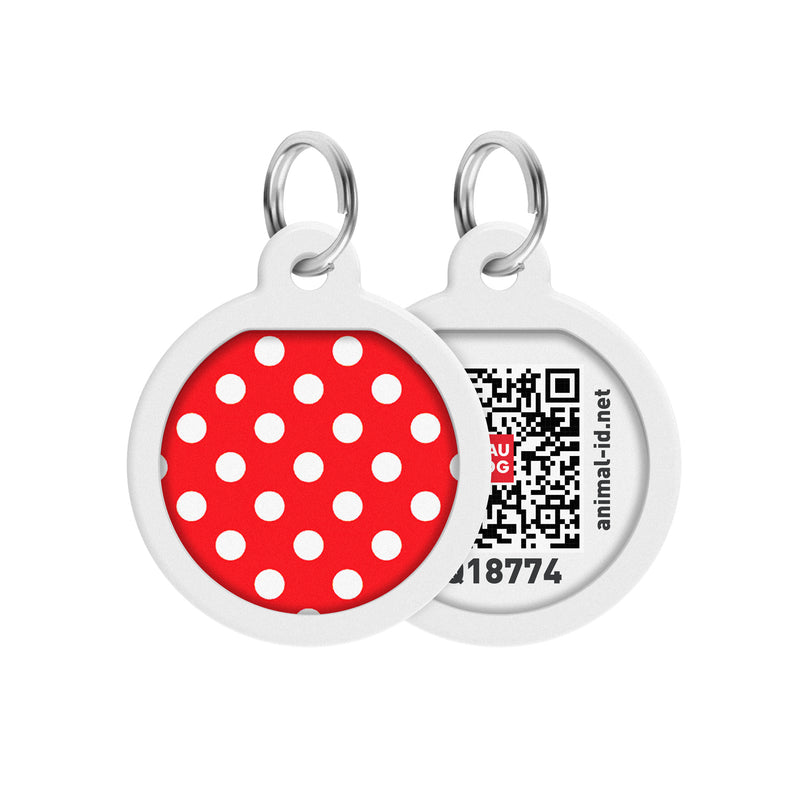 WAUDOG Smart ID metal pet tag with QR-passport, "Polka dots" -0625-0208