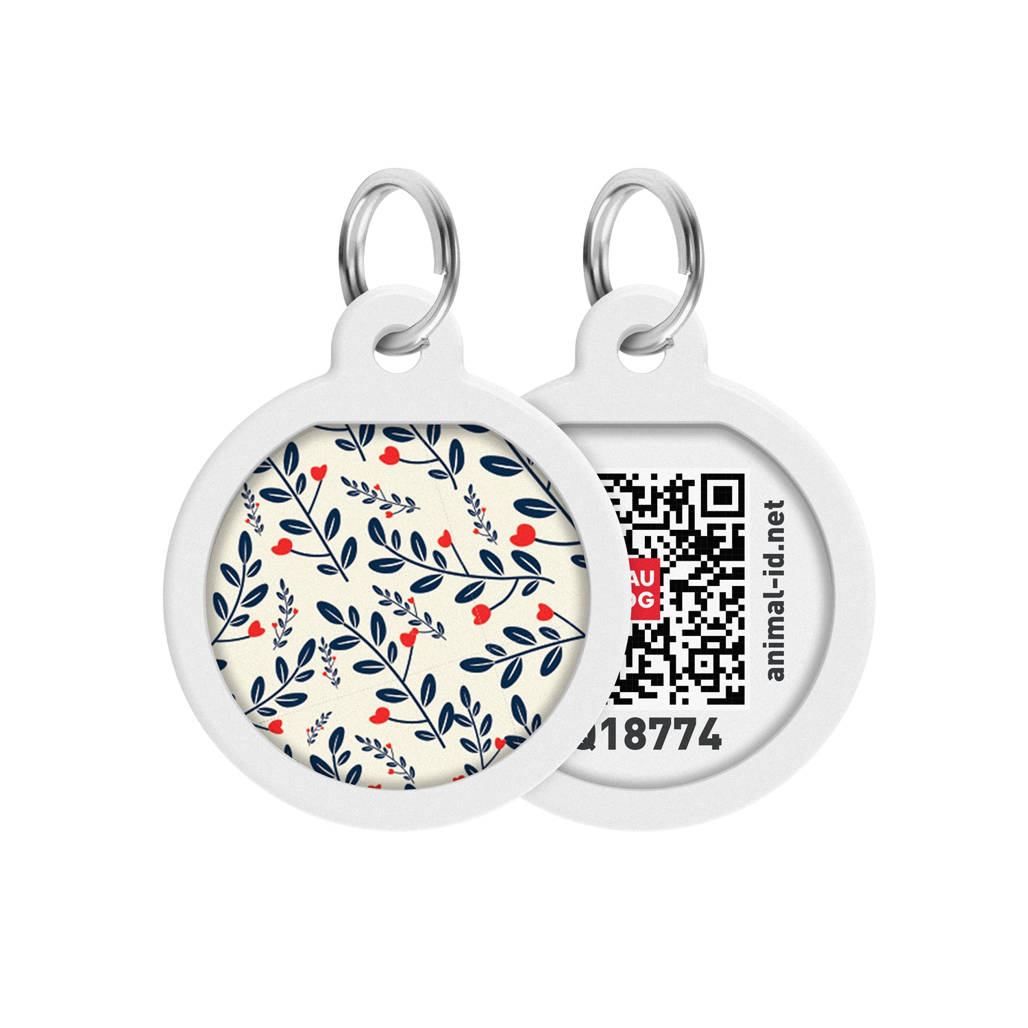 WAUDOG Smart ID metal pet tag with QR-passport, "Plants"  -0625-0210