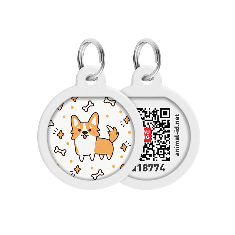 WAUDOG Smart ID metal pet tag with QR-passport, "Corgy" -0625-0212