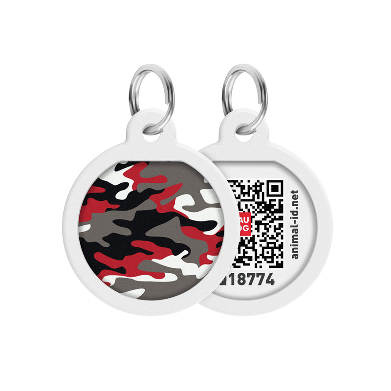 WAUDOG Smart ID metal pet tag with QR-passport, "Grey camo" -0625-0215