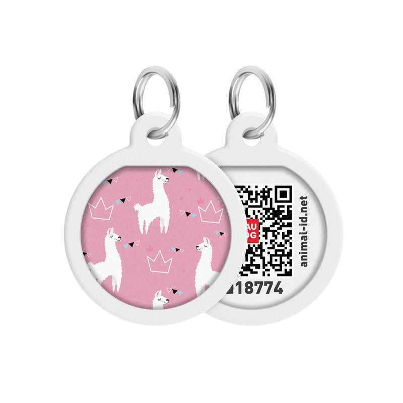 WAUDOG Smart ID metal pet tag with QR-passport, "Llamas"  -0625-0217
