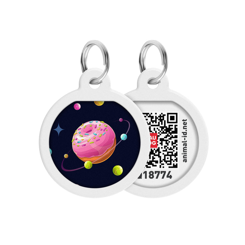 WAUDOG Smart ID metal pet tag with QR-passport, "Donuts universe" -0625-0218