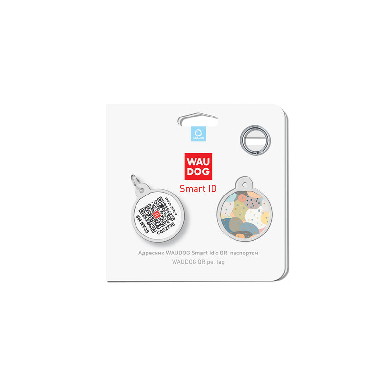 WAUDOG Smart ID metal pet tag with QR-passport, "Abstraction"  -0625-0219