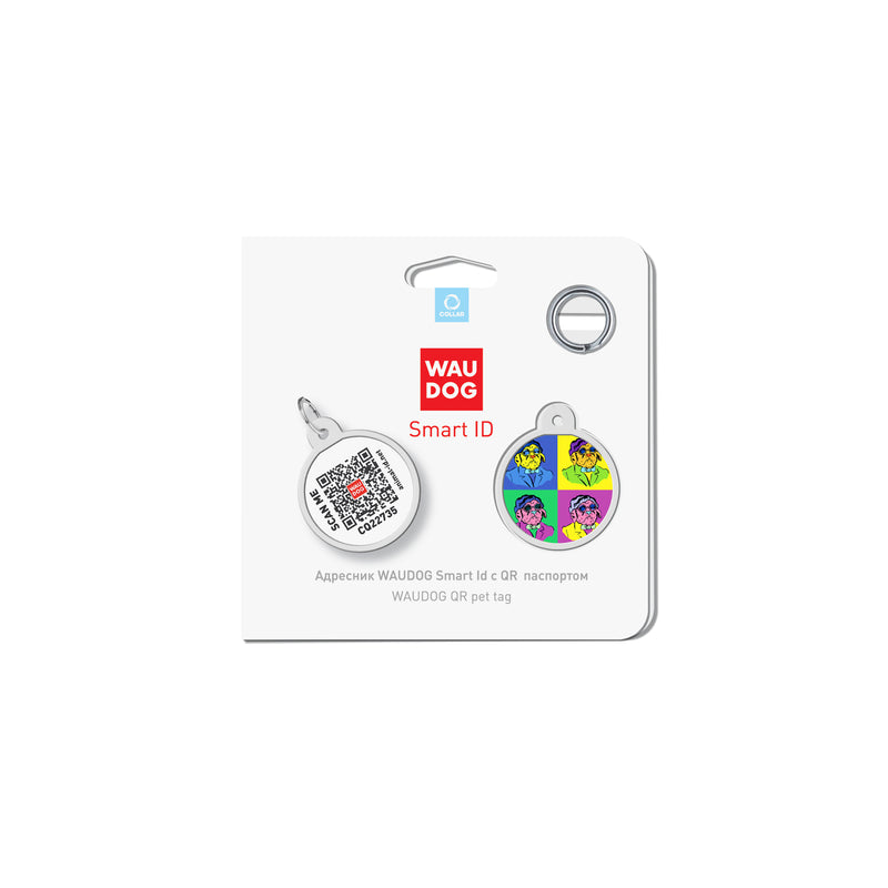 WAUDOG Smart ID metal pet tag with QR-passport, "Buldogs" -0625-0220