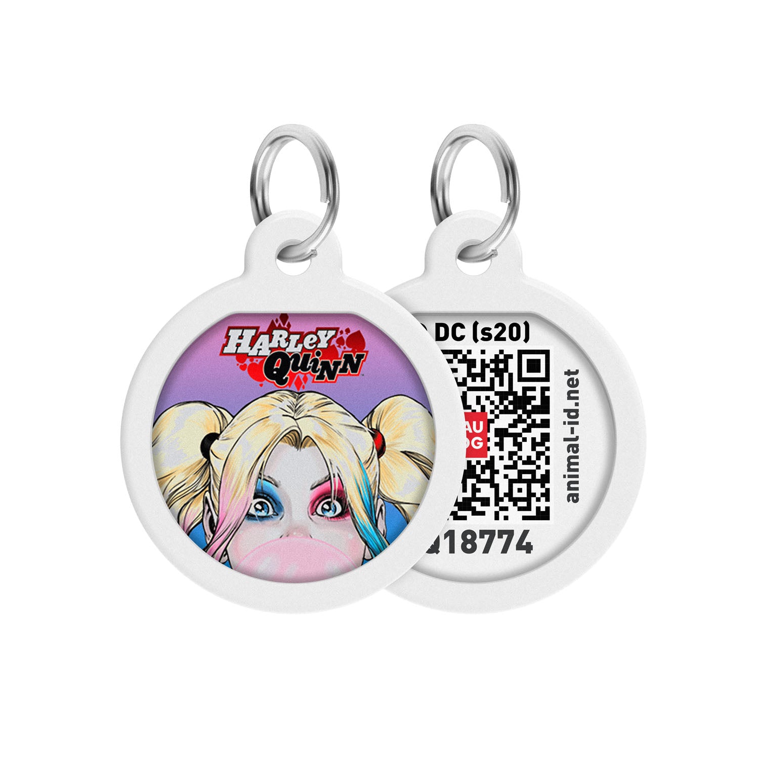 WAUDOG Smart ID metal pet tag with QR-passport, "Harley Quinn" -0625-1001