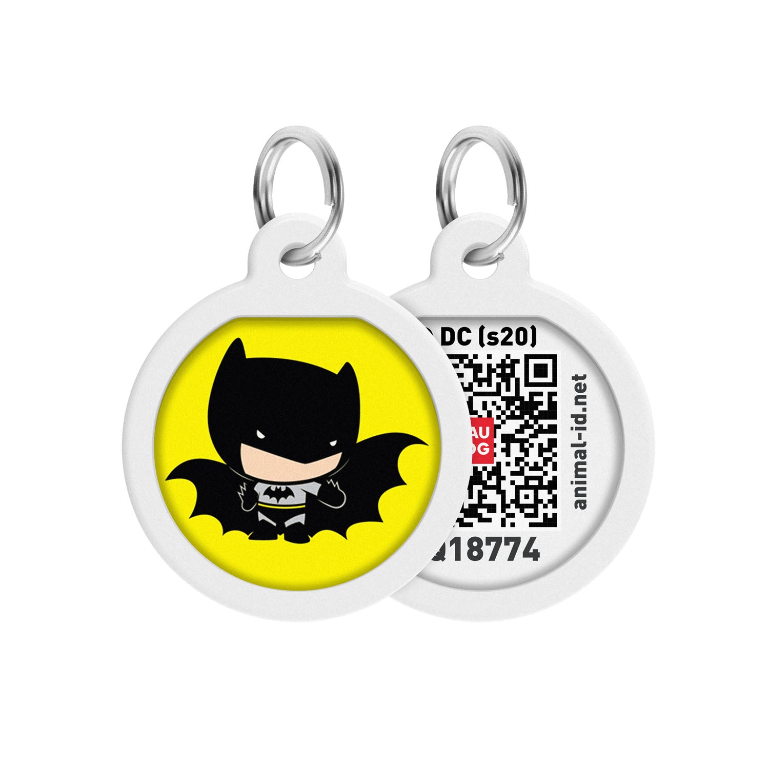 WAUDOG Smart ID metal pet tag with QR-passport, "Batman cartoon" - 625-1004