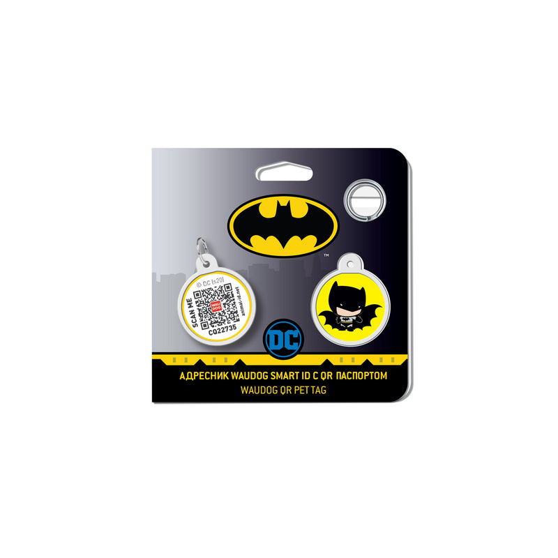WAUDOG Smart ID metal pet tag with QR-passport, "Batman cartoon" - 625-1004