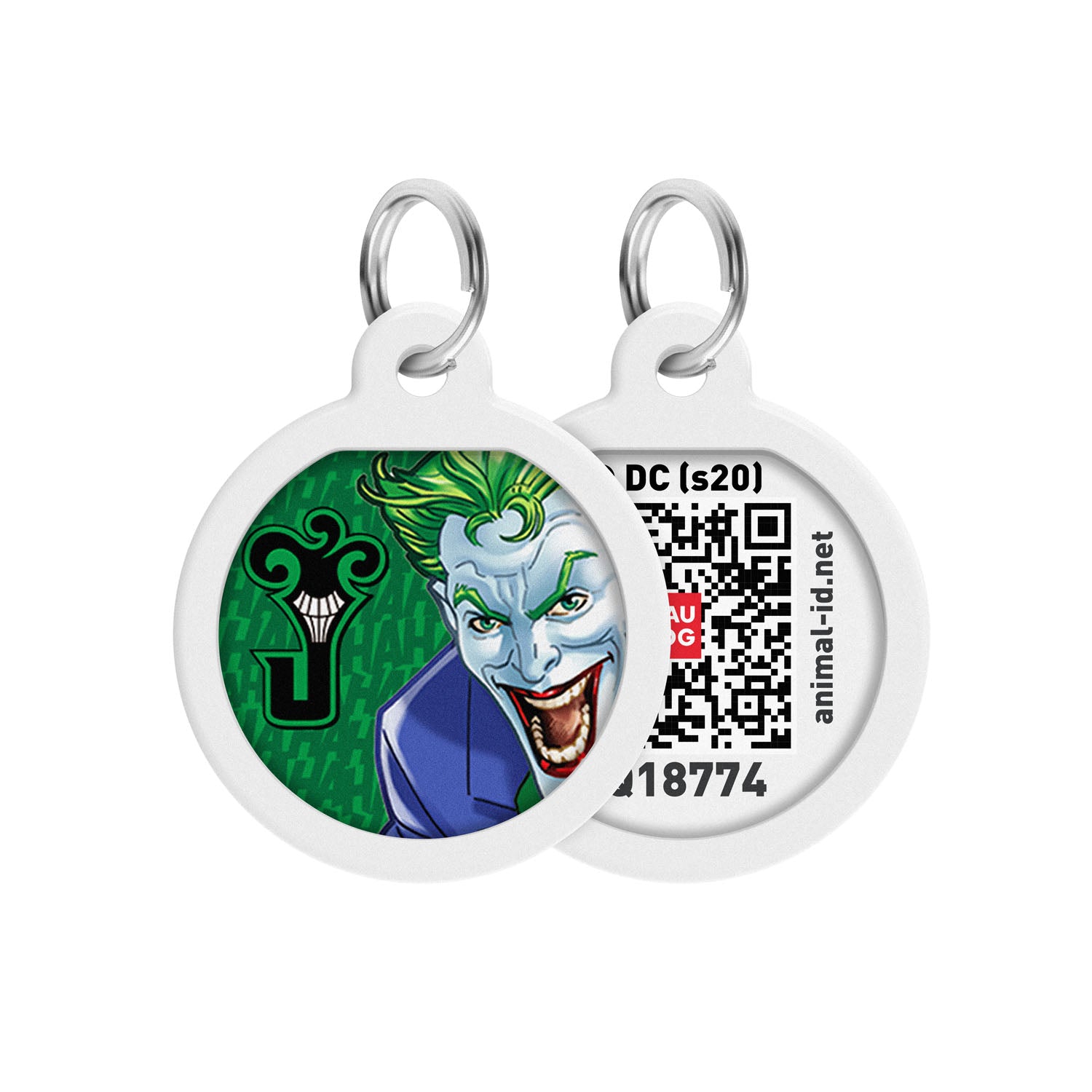 WAUDOG Smart ID metal pet tag with QR-passport, "Joker green" -0625-1005