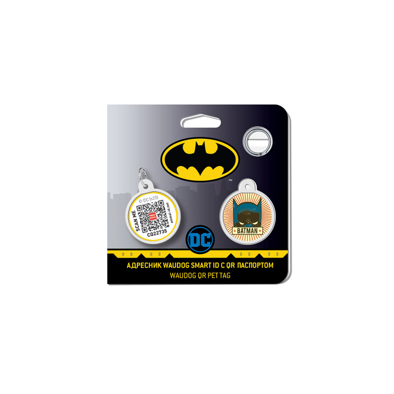 WAUDOG Smart ID metal pet tag with QR-passport, "Batman vintage" -0625-1008