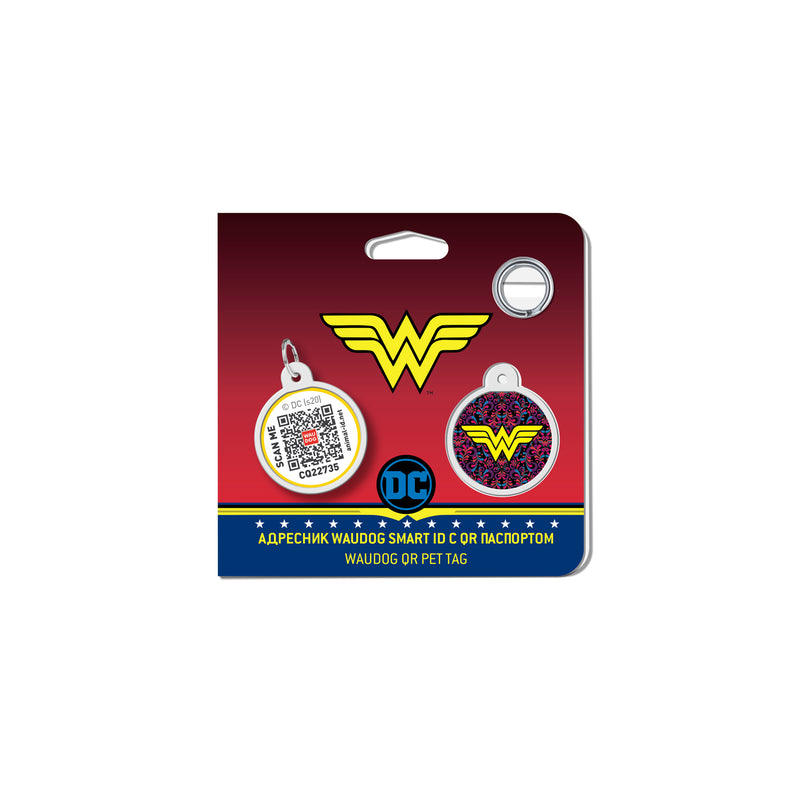 WAUDOG Smart ID metal pet tag with QR-passport, "Wonder Woman 2" - 0625-1013