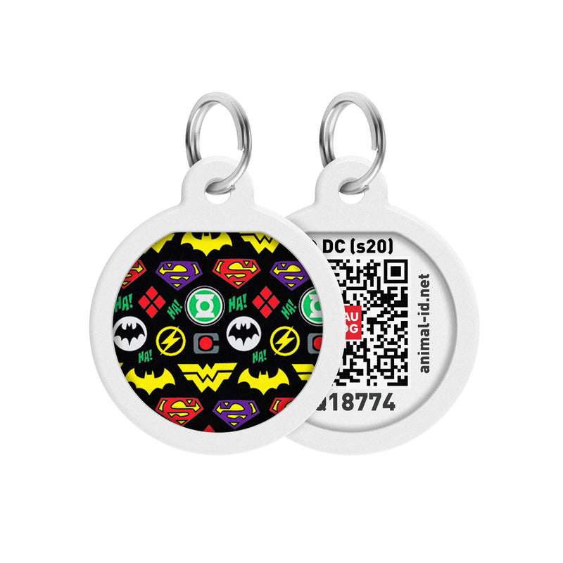 WAUDOG Smart ID metal pet tag with QR-passport, "Superheros logomania" - 0625-1014