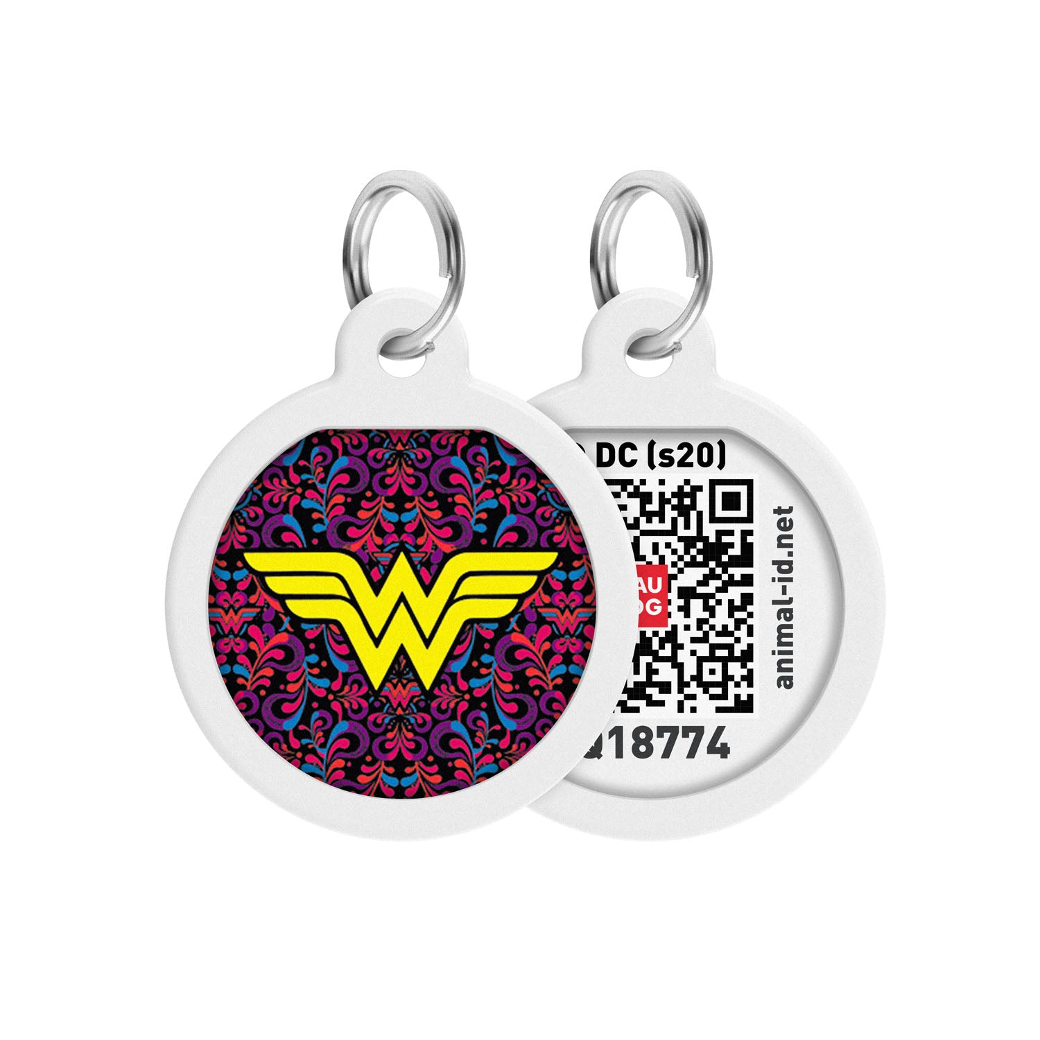 WAUDOG Smart ID metal pet tag with QR-passport, "Wonder Woman 3" -0625-1018