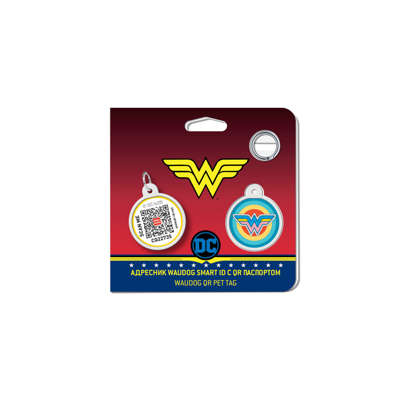 WAUDOG Smart ID metal pet tag with QR-passport, "Wonder Woman 3" -0625-1018