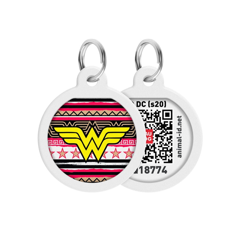 WAUDOG Smart ID metal pet tag with QR-passport, "Wonder Woman 4" -0625-1019