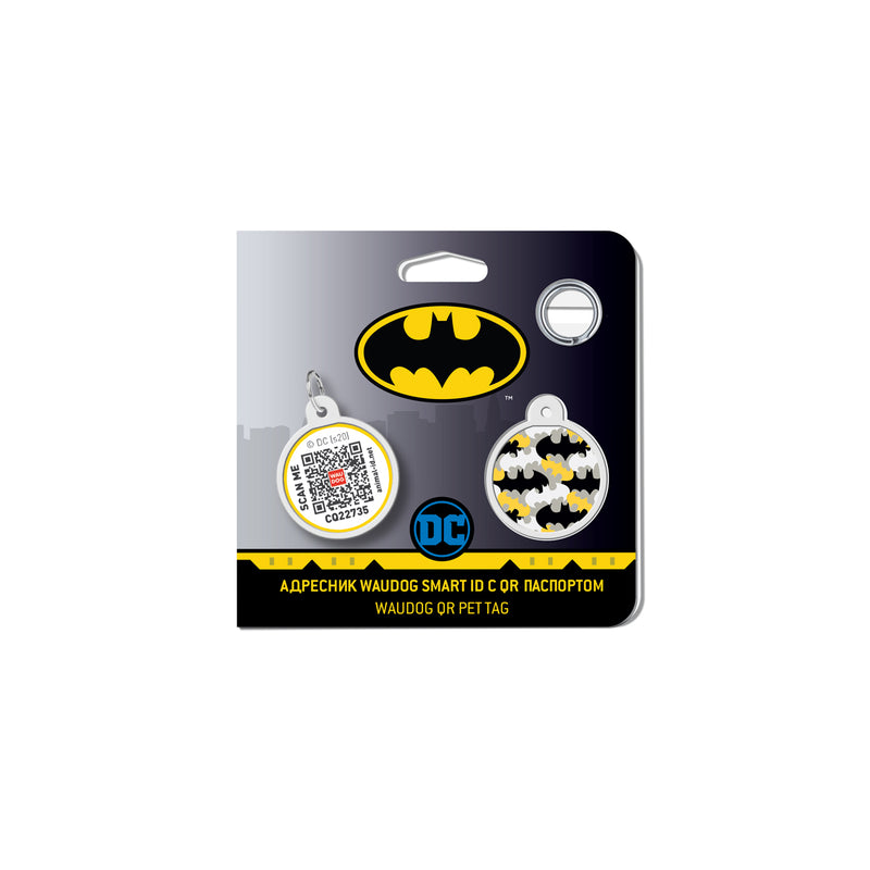 WAUDOG Smart ID metal pet tag with QR-passport, "Batman pattern" 0625-1020